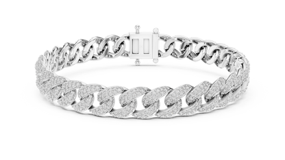 5CTW Iced Out Pave Diamond Cuban Link Bracelet - Yellow Gold