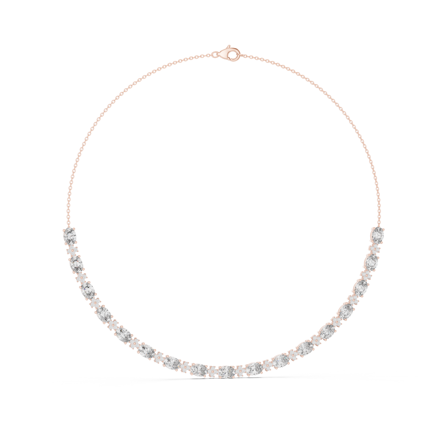 192.7ctw Oval Cut Aquamarine & Diamond Cluster Tennis Necklace in Yellow Gold