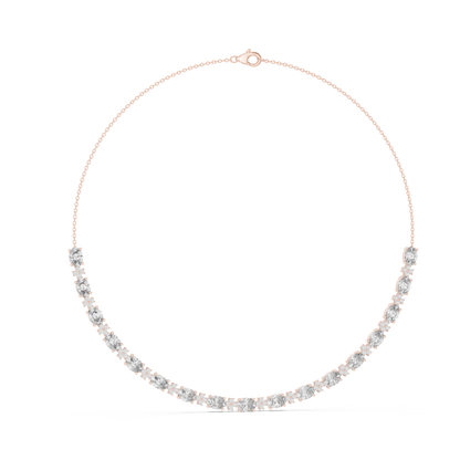192.7ctw Oval Cut Aquamarine & Diamond Cluster Tennis Necklace in Yellow Gold