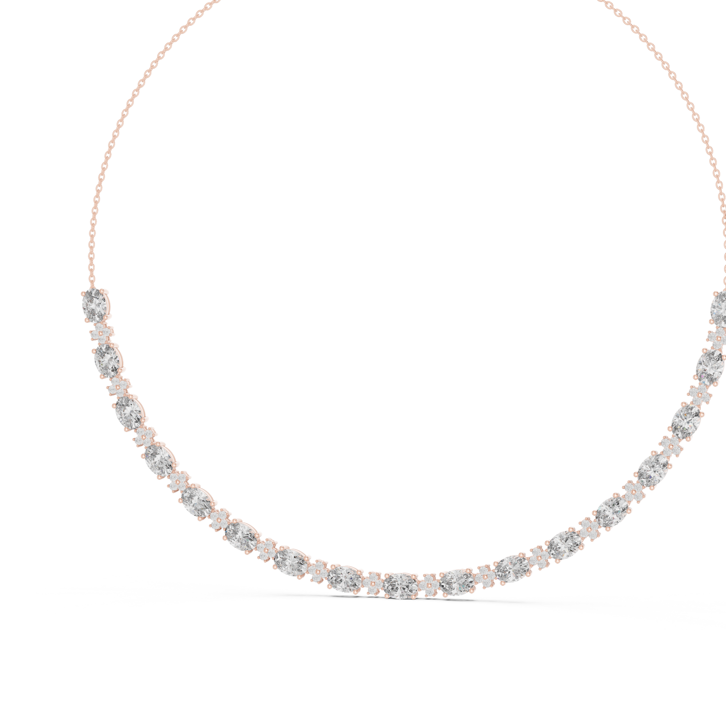 192.7ctw Oval Cut Aquamarine & Diamond Cluster Tennis Necklace in Yellow Gold