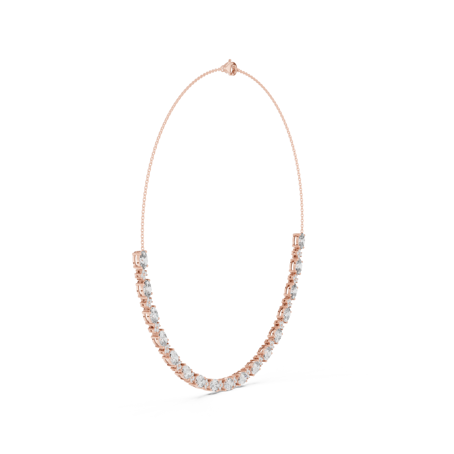 192.7ctw Oval Cut Aquamarine & Diamond Cluster Tennis Necklace in Yellow Gold