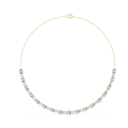 192.7ctw Oval Cut Aquamarine & Diamond Cluster Tennis Necklace in Yellow Gold