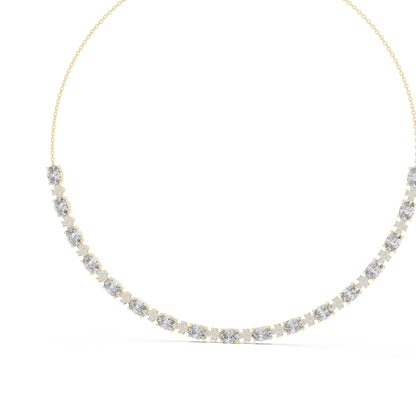 192.7ctw Oval Cut Aquamarine & Diamond Cluster Tennis Necklace in Yellow Gold