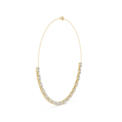 192.7ctw Oval Cut Aquamarine & Diamond Cluster Tennis Necklace in Yellow Gold