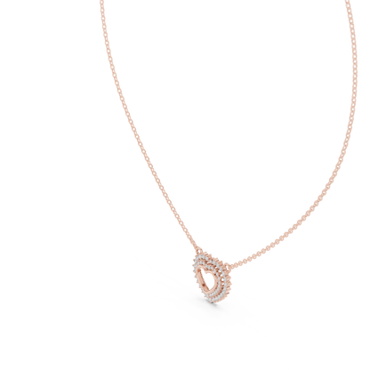0.38ctw Solid Gold Double Halo Open Heart Pendant Diamond Accent