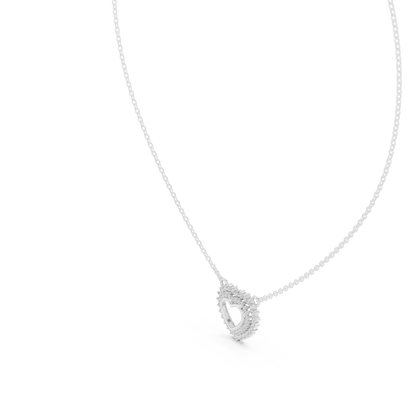 0.38ctw Solid Gold Double Halo Open Heart Pendant Diamond Accent