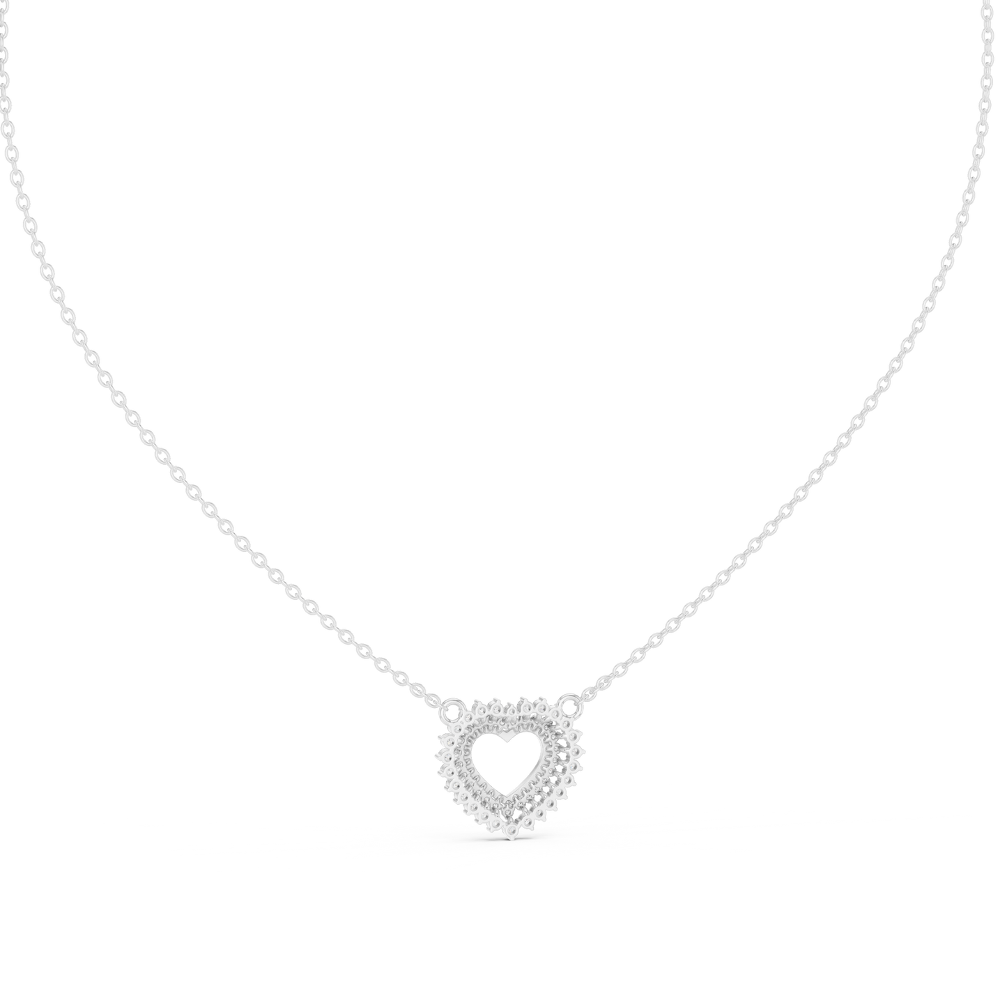 0.38ctw Solid Gold Double Halo Open Heart Pendant Diamond Accent