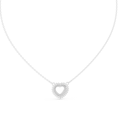 0.38ctw Solid Gold Double Halo Open Heart Pendant Diamond Accent