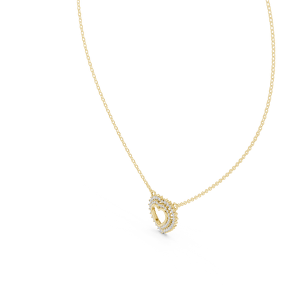 0.38ctw Solid Gold Double Halo Open Heart Pendant Diamond Accent