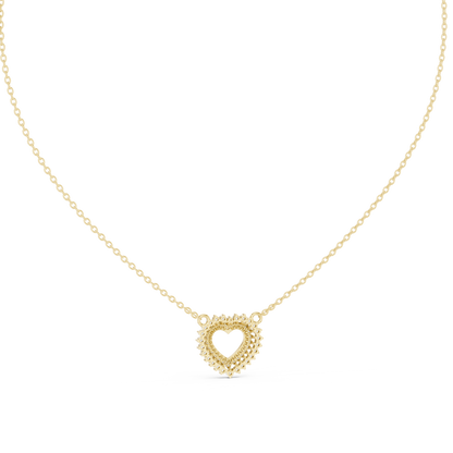 0.38ctw Solid Gold Double Halo Open Heart Pendant Diamond Accent