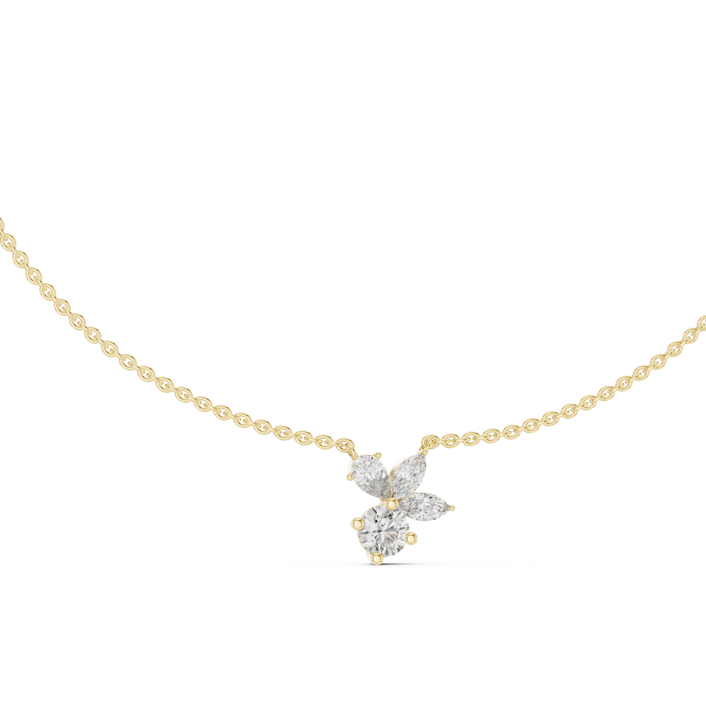 Luminous Petal & Dewdrop Pendant in Gold : 2.12CTW Diamonds