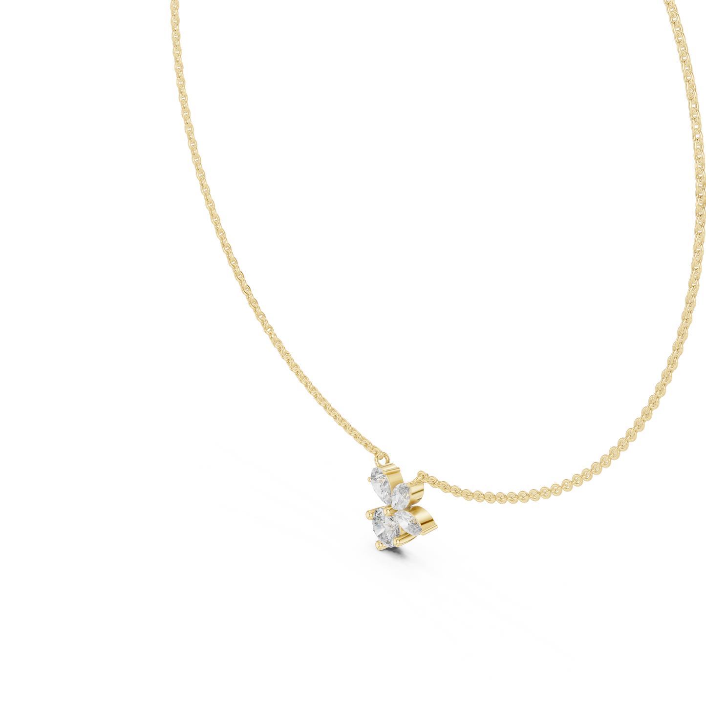 Luminous Petal & Dewdrop Pendant in Gold : 2.12CTW Diamonds