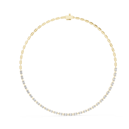 Yellow Gold Emerald Cut Diamond Tennis Choker Necklace 3.35ctw