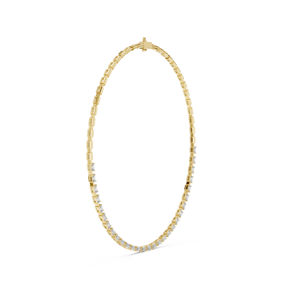 Yellow Gold Emerald Cut Diamond Tennis Choker Necklace 3.35ctw