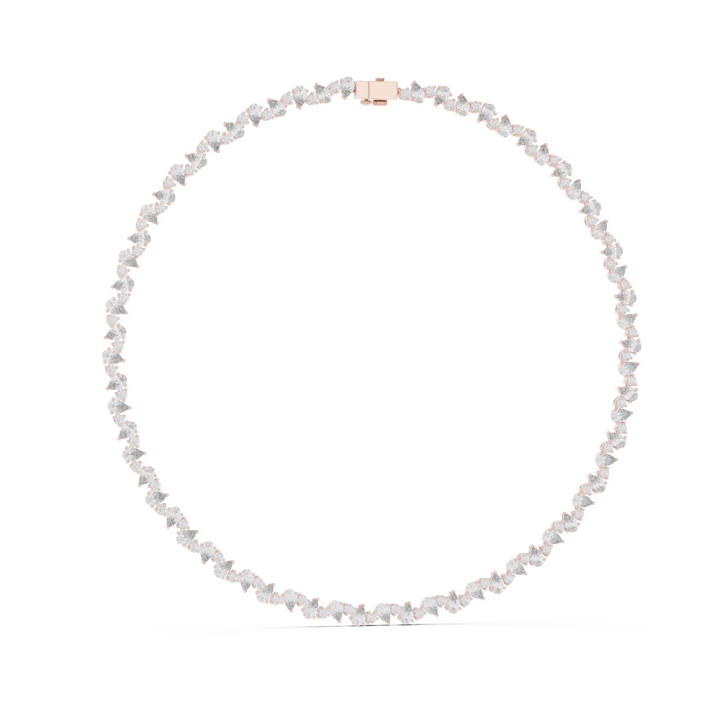 Celestial Sparkle: Pear-Cut Cluster Tennis Necklace in Yellow Gold