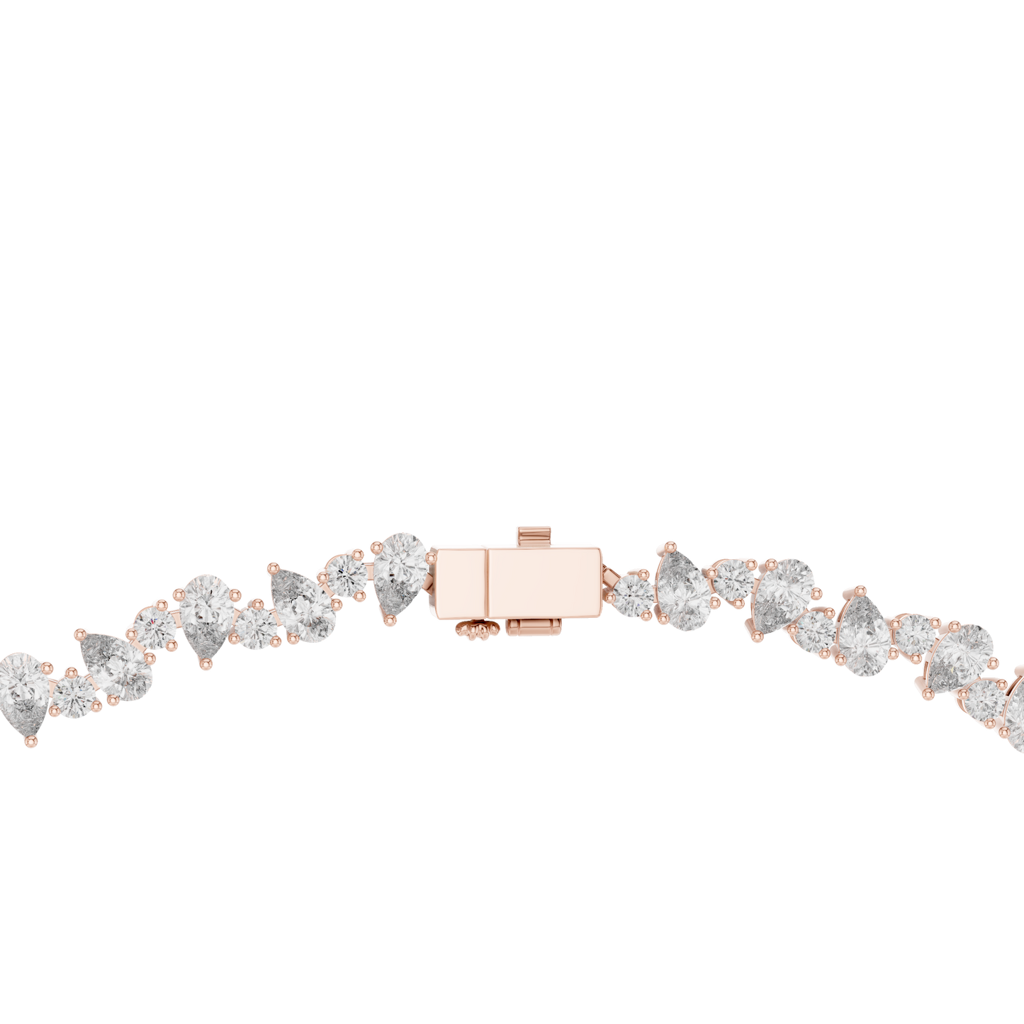 Celestial Sparkle: Pear-Cut Cluster Tennis Necklace in Yellow Gold