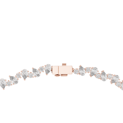 Celestial Sparkle: Pear-Cut Cluster Tennis Necklace in Yellow Gold