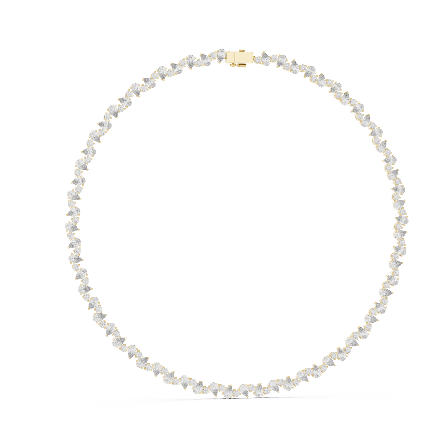 Celestial Sparkle: Pear-Cut Cluster Tennis Necklace in Yellow Gold