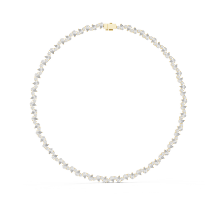 Celestial Sparkle: Pear-Cut Cluster Tennis Necklace in Yellow Gold