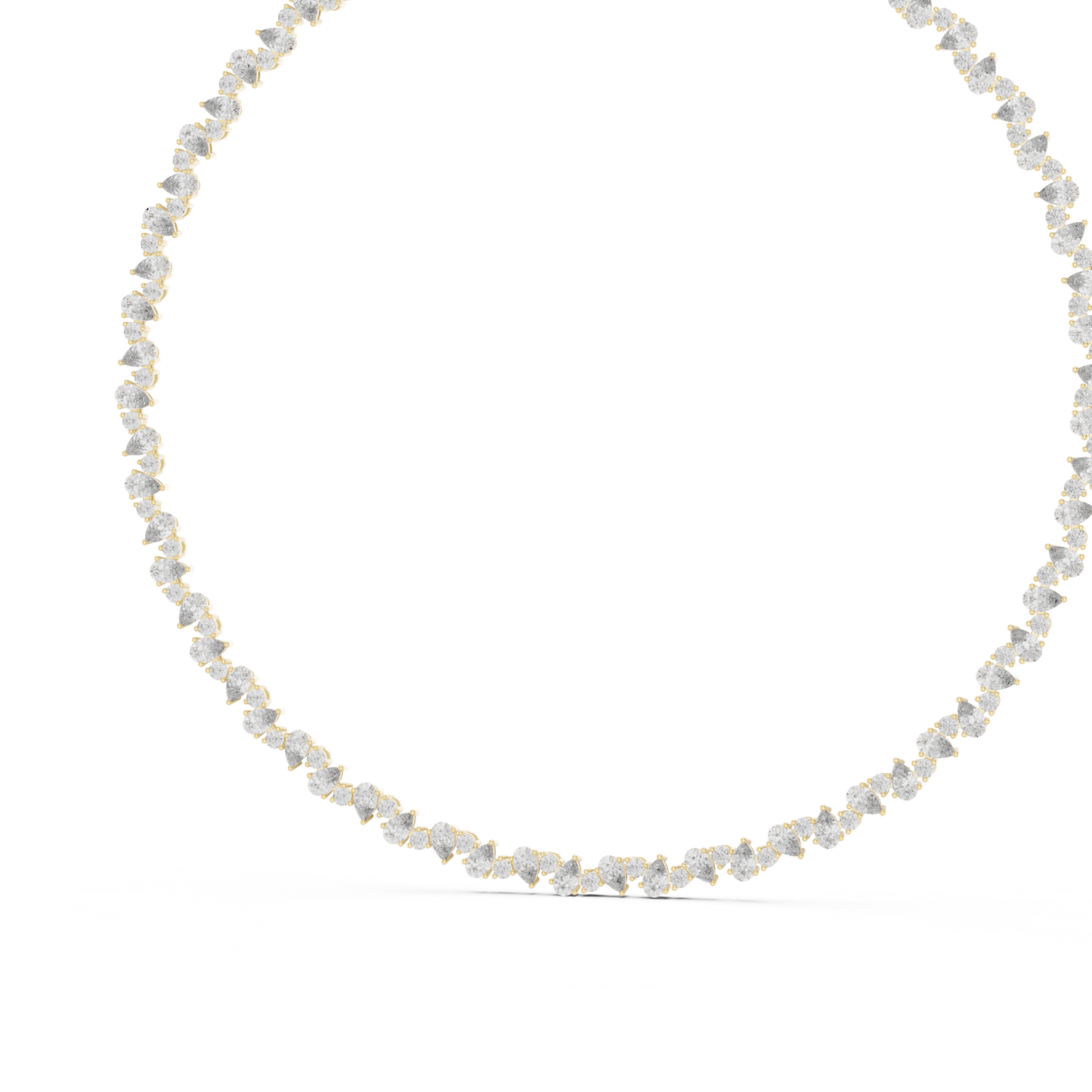 Celestial Sparkle: Pear-Cut Cluster Tennis Necklace in Yellow Gold