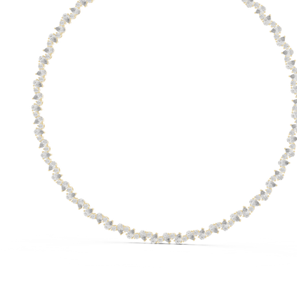 Celestial Sparkle: Pear-Cut Cluster Tennis Necklace in Yellow Gold