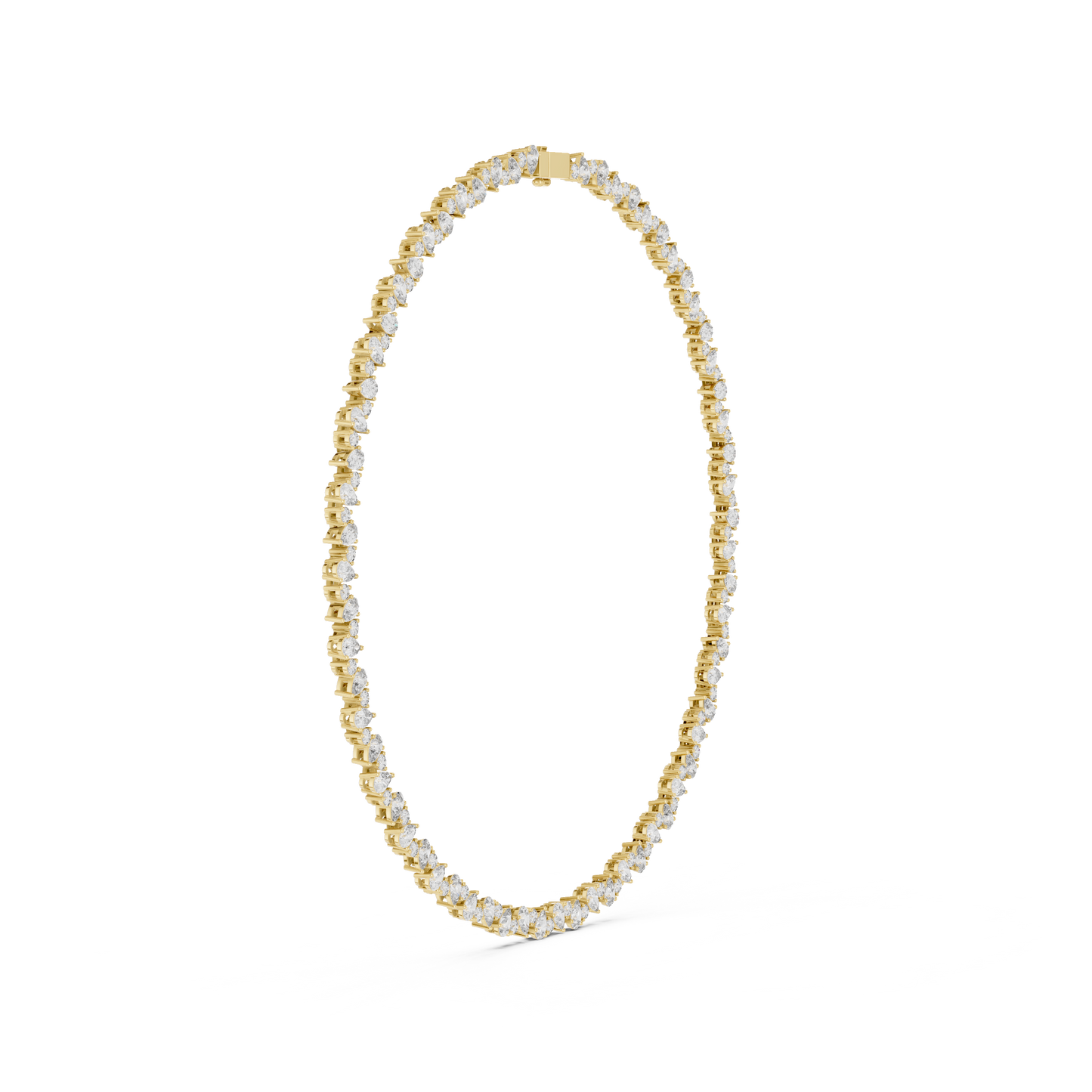 Celestial Sparkle: Pear-Cut Cluster Tennis Necklace in Yellow Gold