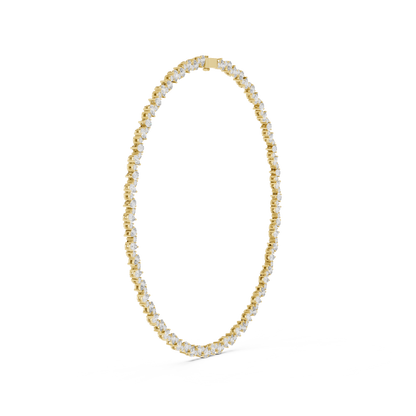 Celestial Sparkle: Pear-Cut Cluster Tennis Necklace in Yellow Gold