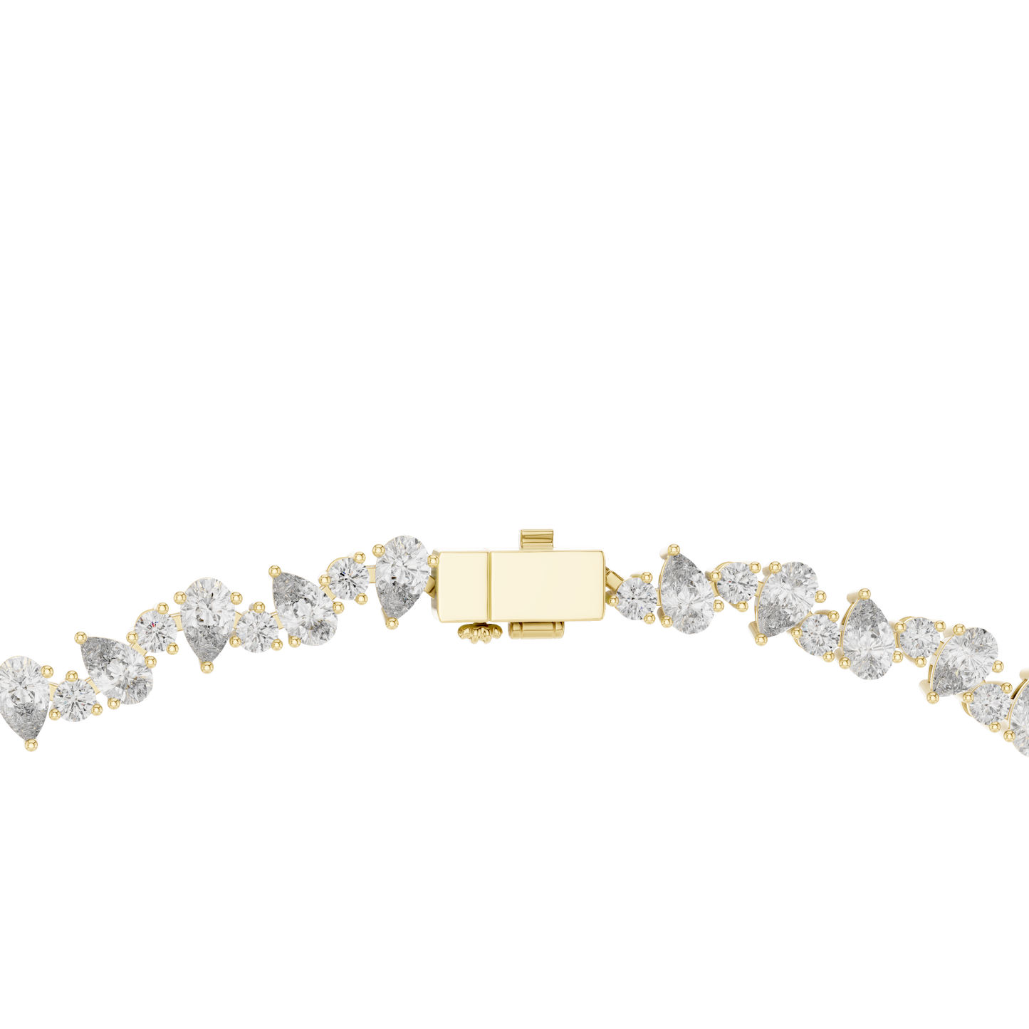 Celestial Sparkle: Pear-Cut Cluster Tennis Necklace in Yellow Gold