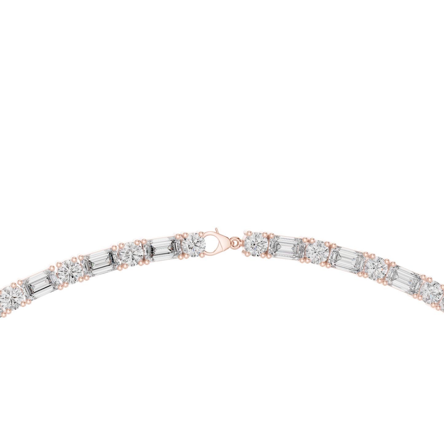 18.45ctw Solid Gold Emerald & Round Diamond Alternating Tennis Choker