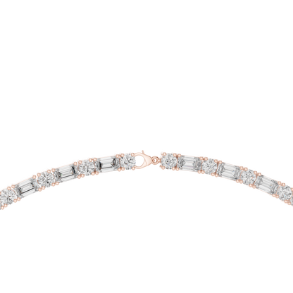 18.45ctw Solid Gold Emerald & Round Diamond Alternating Tennis Choker