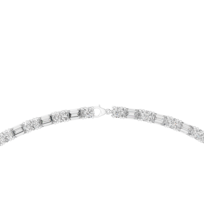 18.45ctw Solid Gold Emerald & Round Diamond Alternating Tennis Choker