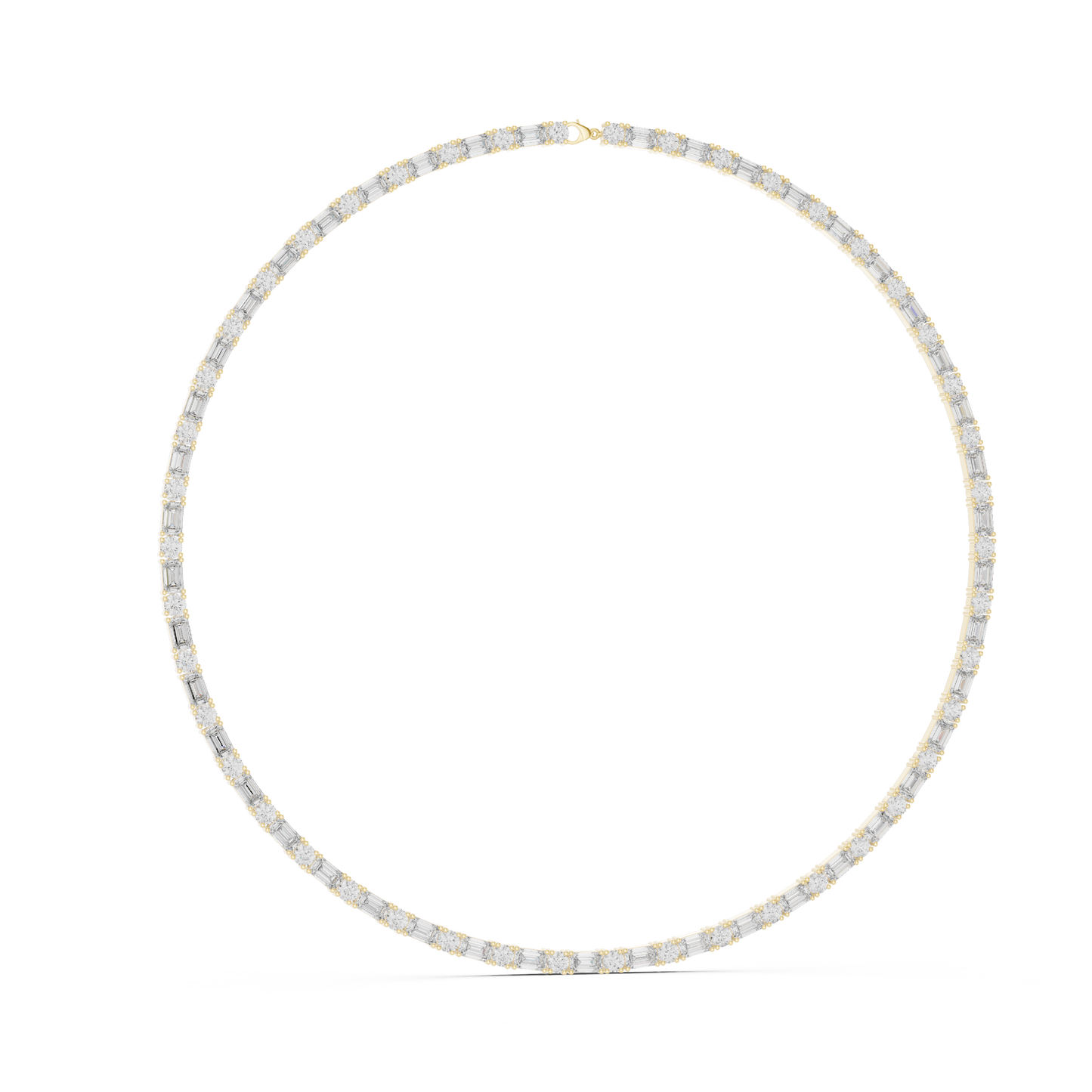 18.45ctw Solid Gold Emerald & Round Diamond Alternating Tennis Choker