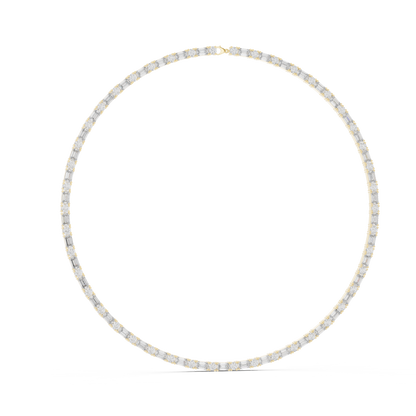 18.45ctw Solid Gold Emerald & Round Diamond Alternating Tennis Choker