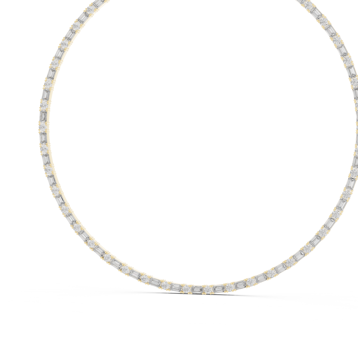 18.45ctw Solid Gold Emerald & Round Diamond Alternating Tennis Choker