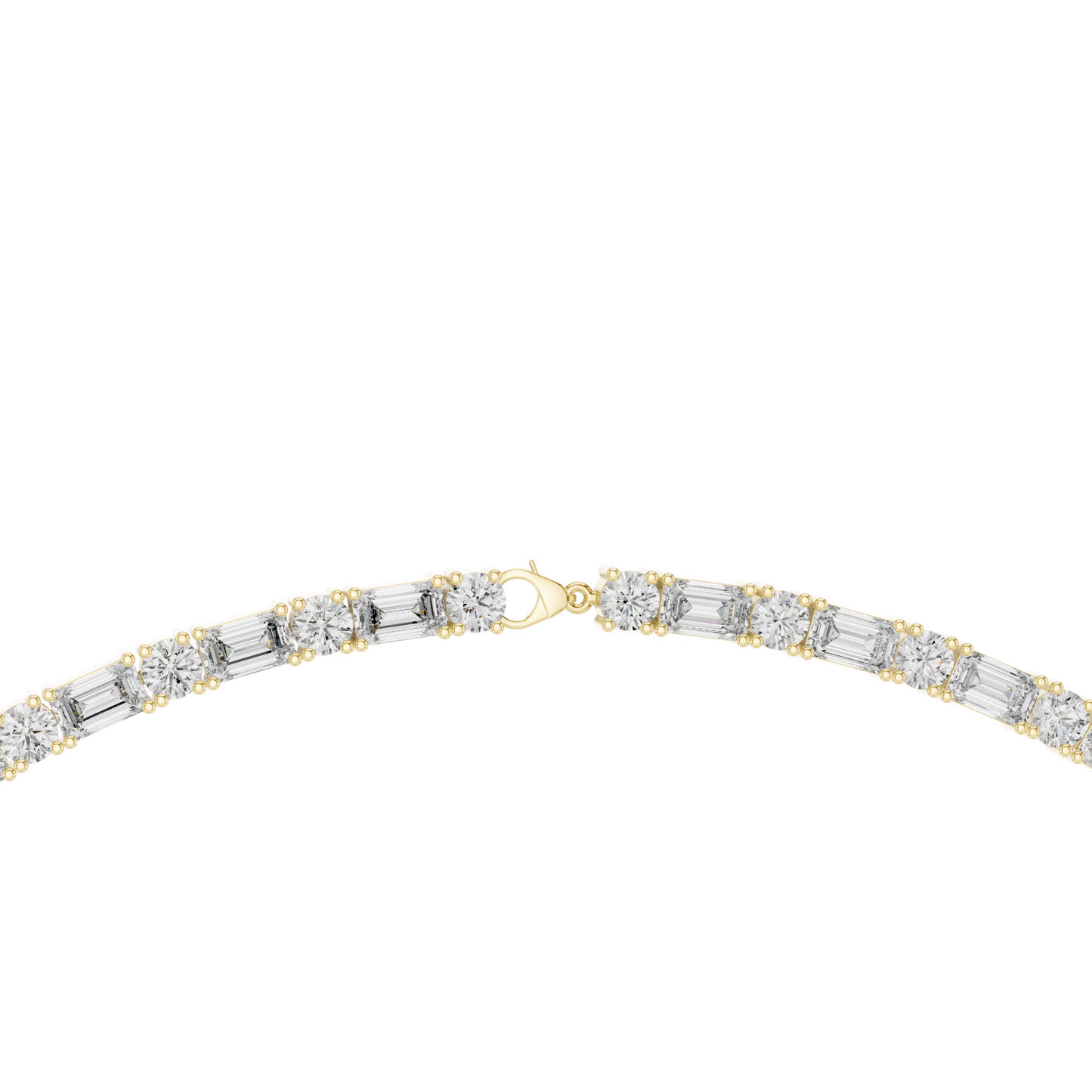 18.45ctw Solid Gold Emerald & Round Diamond Alternating Tennis Choker