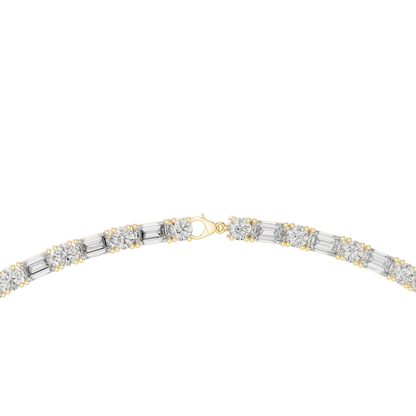 18.45ctw Solid Gold Emerald & Round Diamond Alternating Tennis Choker