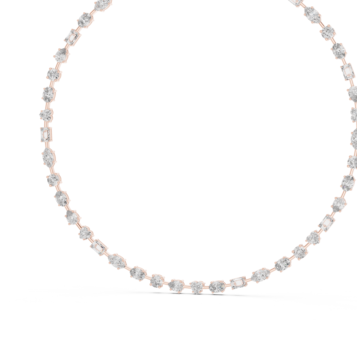 21.49ctw Solid Gold Multi-Cut Diamond Mixed Shape Tennis Choker Necklace