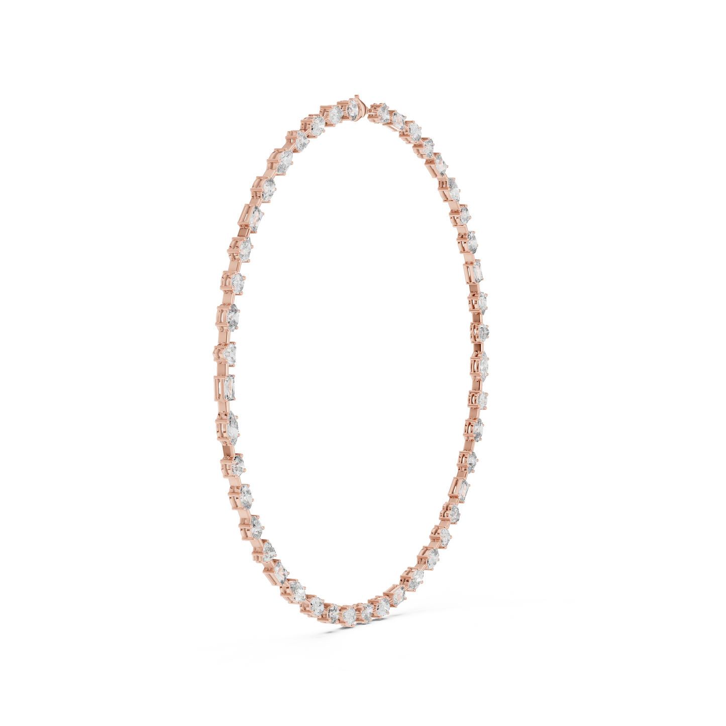 21.49ctw Solid Gold Multi-Cut Diamond Mixed Shape Tennis Choker Necklace