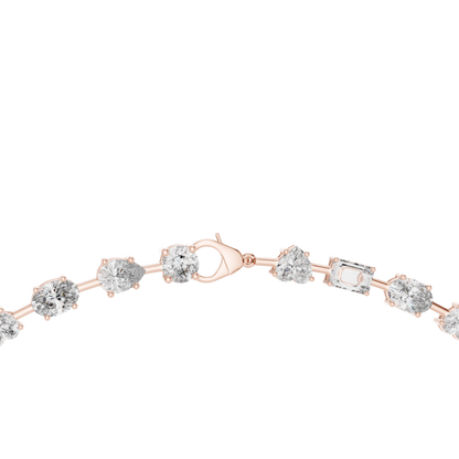 21.49ctw Solid Gold Multi-Cut Diamond Mixed Shape Tennis Choker Necklace