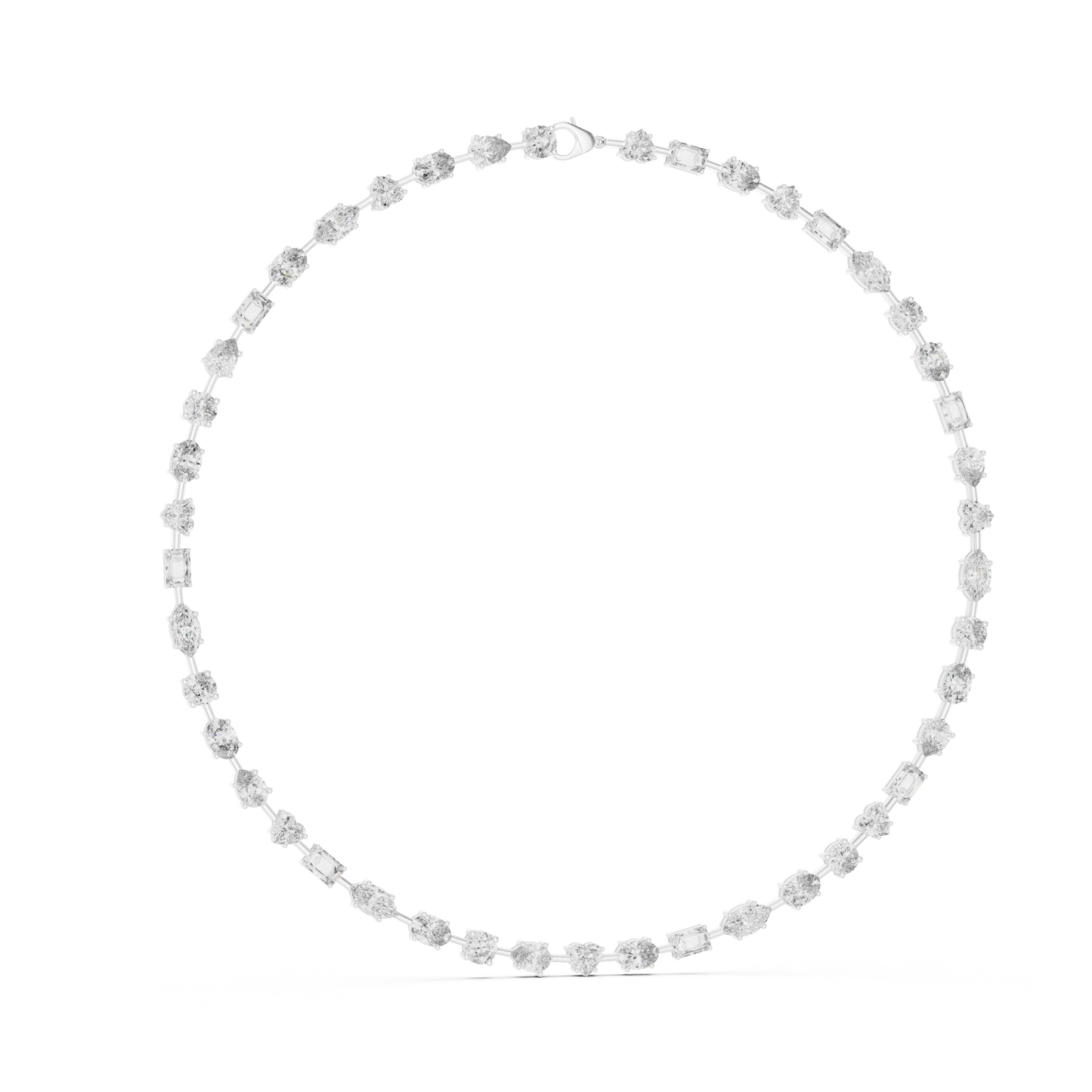21.49ctw Solid Gold Multi-Cut Diamond Mixed Shape Tennis Choker Necklace