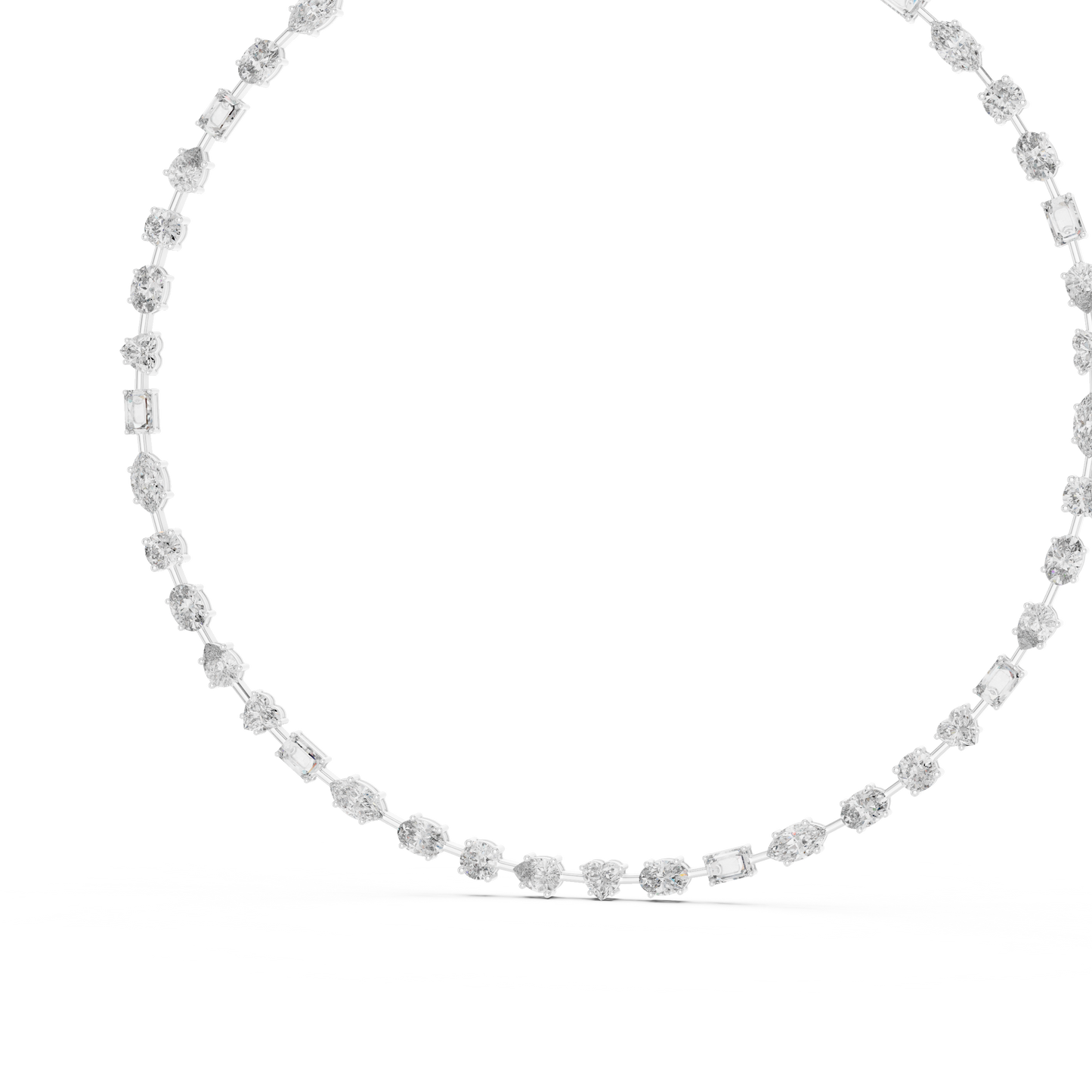 21.49ctw Solid Gold Multi-Cut Diamond Mixed Shape Tennis Choker Necklace