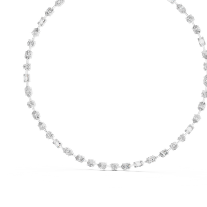 21.49ctw Solid Gold Multi-Cut Diamond Mixed Shape Tennis Choker Necklace