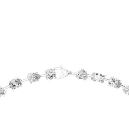 21.49ctw Solid Gold Multi-Cut Diamond Mixed Shape Tennis Choker Necklace