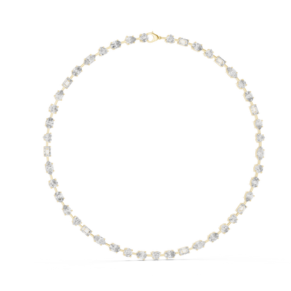 21.49ctw Solid Gold Multi-Cut Diamond Mixed Shape Tennis Choker Necklace