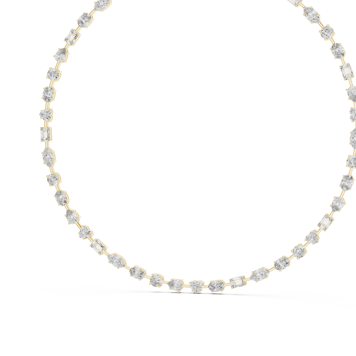 21.49ctw Solid Gold Multi-Cut Diamond Mixed Shape Tennis Choker Necklace