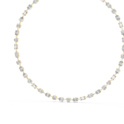 21.49ctw Solid Gold Multi-Cut Diamond Mixed Shape Tennis Choker Necklace