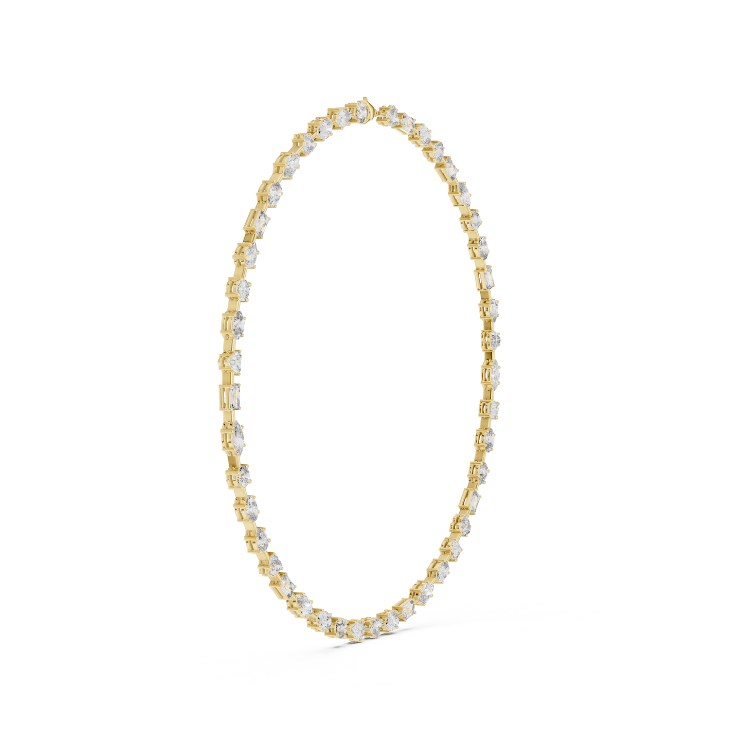 21.49ctw Solid Gold Multi-Cut Diamond Mixed Shape Tennis Choker Necklace