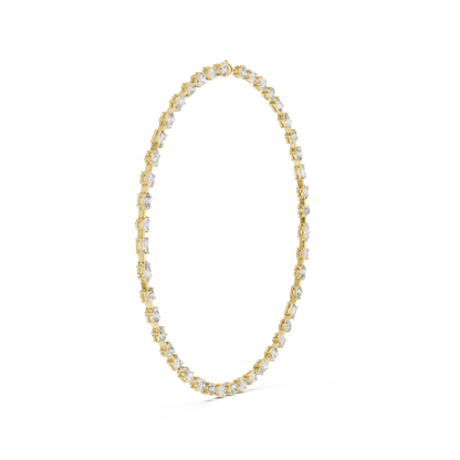 21.49ctw Solid Gold Multi-Cut Diamond Mixed Shape Tennis Choker Necklace