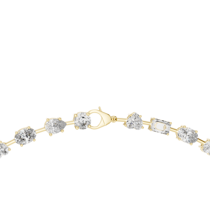21.49ctw Solid Gold Multi-Cut Diamond Mixed Shape Tennis Choker Necklace