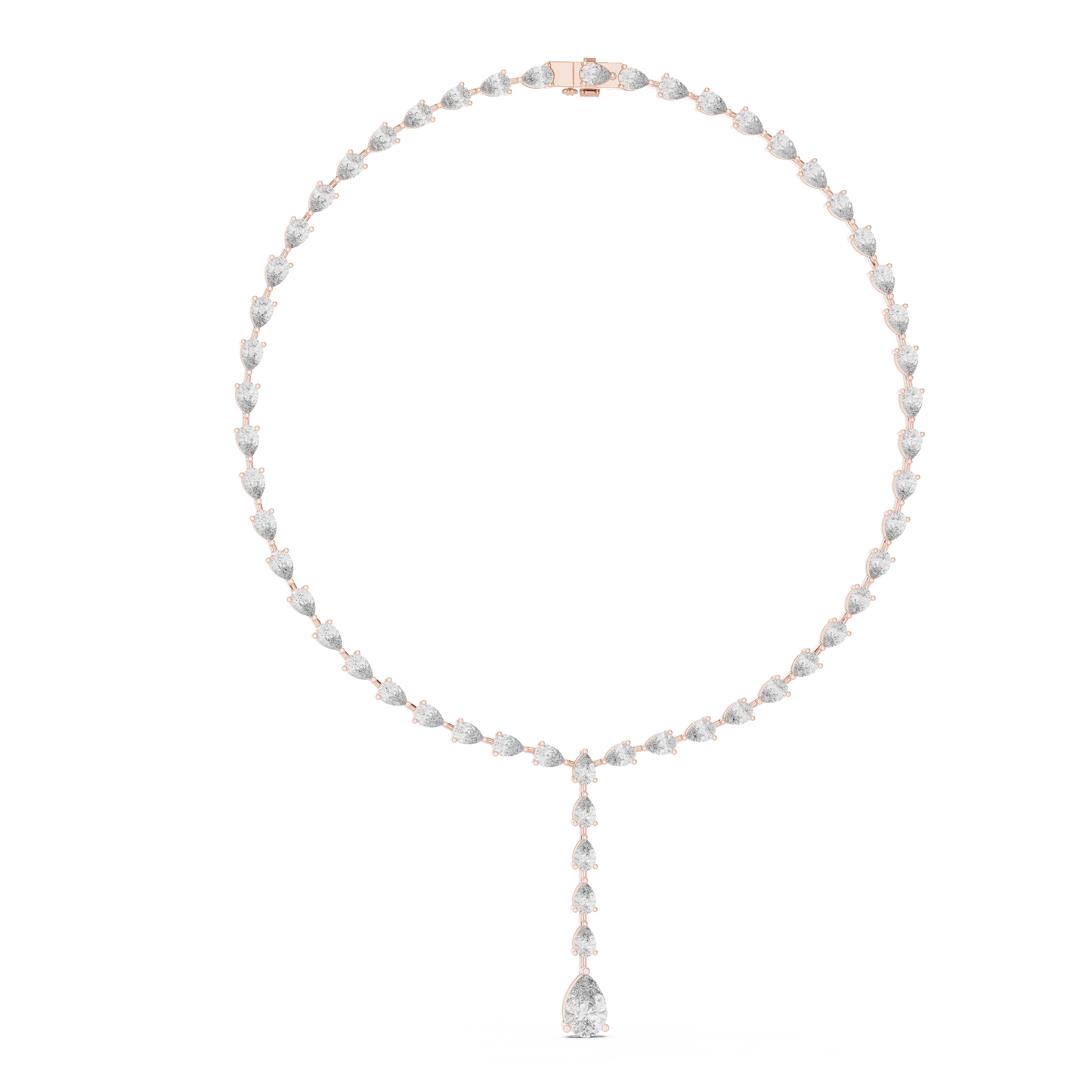 22.98ctw Solid Gold Pear Cut Diamond Tennis Y-Necklace Lariat Choker